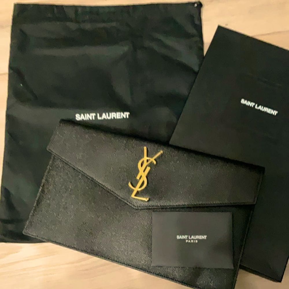 YSL Yves Saint Laurent leather envelope clutch
